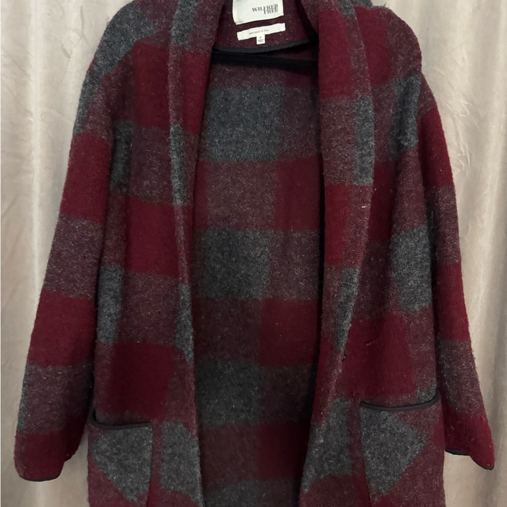 Wilfred Red and Gray Plaid Cardigan